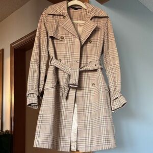 Express Plaid Trench Coat